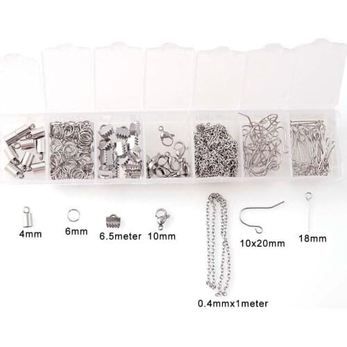 New 1Box/Set Stainless Steel DIY Clasp Closed Jump Ring Chain Hook Pins End Caps Box Sets Diy Jewelry Accessories
