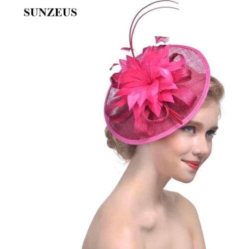 Flowers Bridal Hats Feathers Linen Ladies Wedding Hats Womens Party Hair Accessories Hats hochzeit hut SH38