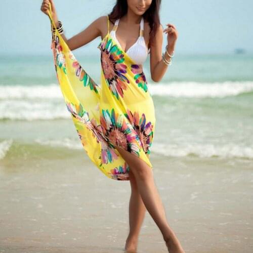 2021 Bohemian Mesh Cover-Ups Women Bathing Suit Floral Strap Swimwear Ladies Beach Dress Sarong Wrap Sexy Summer Cover Up