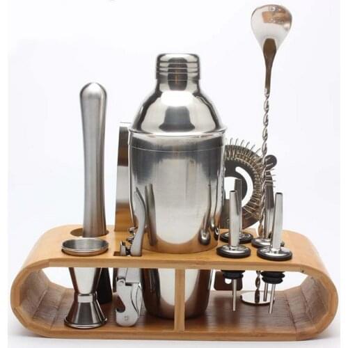10pcs Stainless Steel Cocktail Shaker Set Drink Mixer Bar Set Bar Supplie With Stand Cocktail Wine Bar Shaker