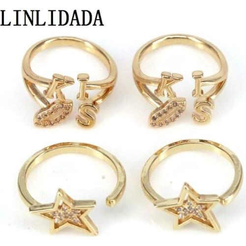 10Pcs Gold Plating Star Kiss Rings Wedding Cubic Zircon Ring For Women Statement Gift 2021 Female Jewelry Party Rings Jewelry