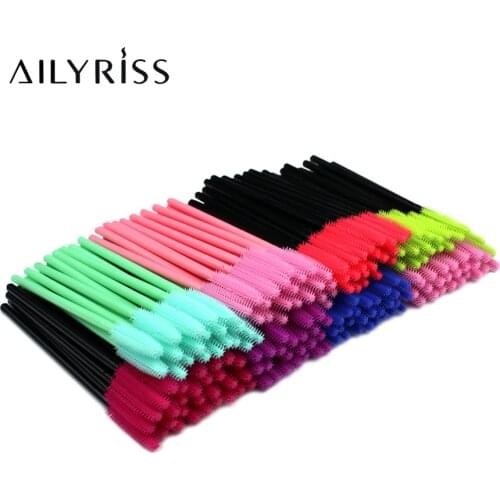 100 PCS Disposable Silicone Gel Eyelash Brush Comb Mascara Wands Eye Lashes Extension Tool Professional Beauty Makeup for Women