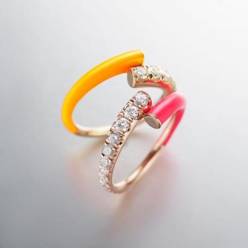 2020 summer fluorescent fashion women jewelry colorful Neon enamel ring adjusted size