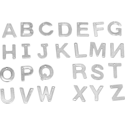 26pcs/lot Stainless Steel Alphabet Charms Letter Pendants Loose Beads For DIY Jewelry Necklaces Bracelets Making Top Quality