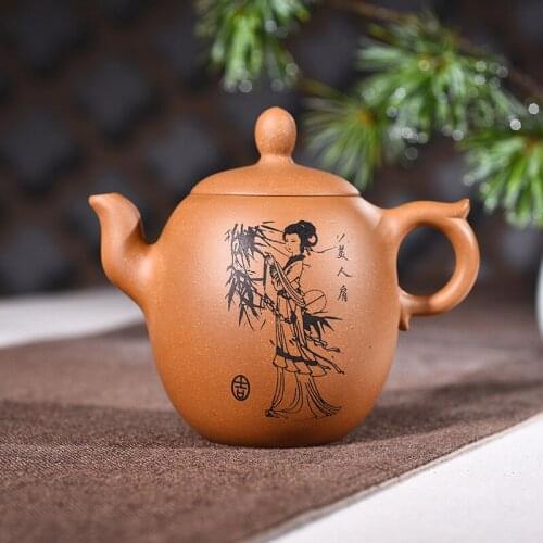 280ml Yixing Purple Clay Tea Pot Genuine Famous Pure Handmade Ore Downhill Mud Beauty Xishi Shoulder Teapot Kung Fu Tea Kettle