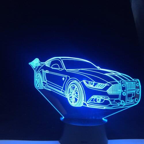 3D LED Night Light Vintage Super Car Action Figure 7 Colors Touch Optical Illusion Table Lamp Home Decoration Model