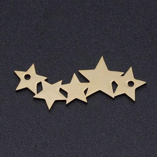 5pcs/Lot 100% Stainless Steel Stars Connector Charms Jewelry Making Necklace Bracelet Pendants