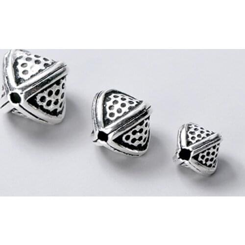925 Sterling Silver Geometry Stereo Loose Space Beads 7.5mm 10mm 11.5mm Separation Bracelet S925 Silver Beads DIY Jewelry Making