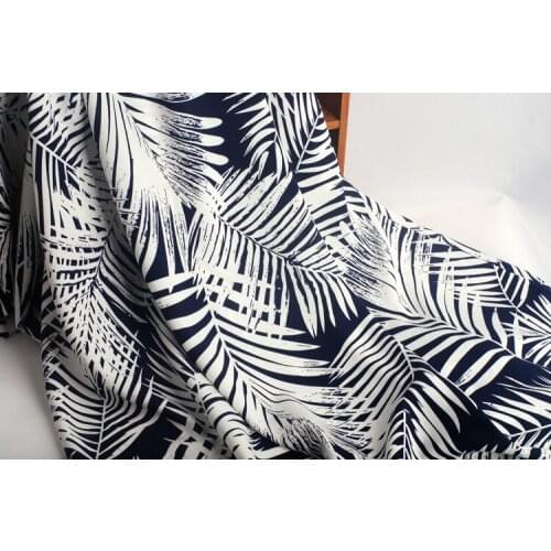 Free shipping Navy blue leaf artificial cotton summer cotton silk baby clothing fabric summer cool cloth