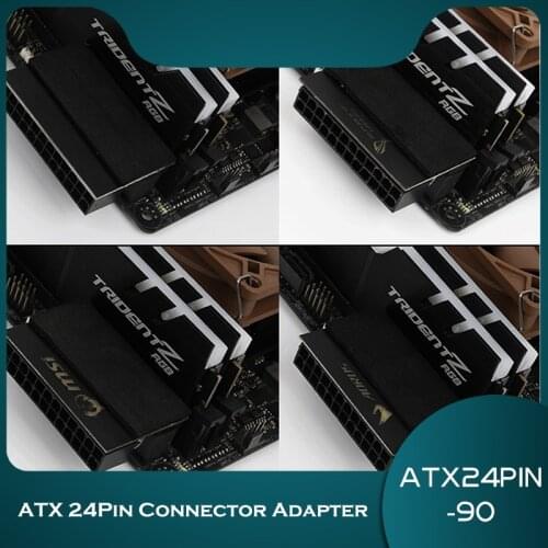 PC Motherboard PSU 24 Pin Right Angle Steering Adapter 5V/12V RGB SYNC Light-Emitting Turning Converter 24P Connector