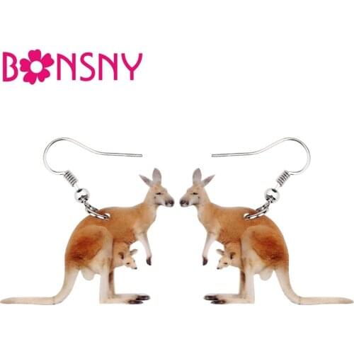 Bonsny Acrylic Australian Kangaroo Earrings Drop Dangle Unique Animal Souvenir Jewelry For Women Girls Gift Accessories Charms
