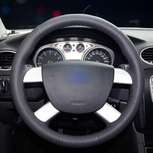Black Leather Hand-stitched Car Steering Wheel Cover for Ford Kuga 2008-2011 2009 2010 Focus 2