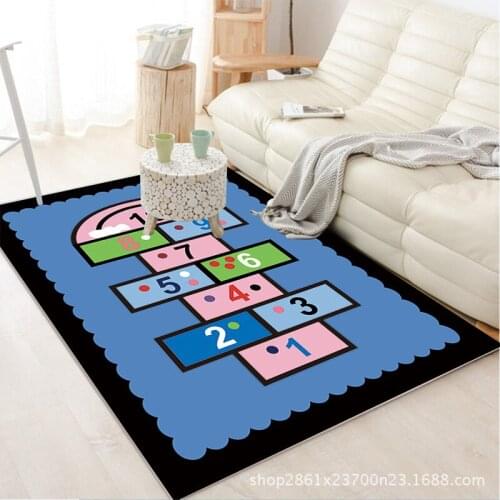 Children Hopscotch Game Carpet Baby Game Activity Cartoon Fitness Mat Printing Adventure Newborn Floor Mat Road Crawling Carpet
