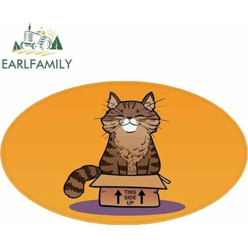 EARLFAMILY 13cm x 7.7cm Creative Cute Cat Car Stickers Vinyl Material Decal Fashion DIY Car Bumper Protector Occlusion Scratch