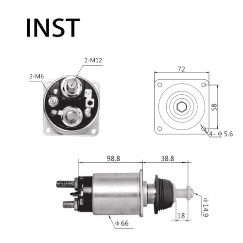 ELECTROMAGNETIC SWTICH SOLENOID FOR 24V 6.2KW 2.339.403.010 19070190 835 0331403003 0331403004 1986SE3564 STB1077LC