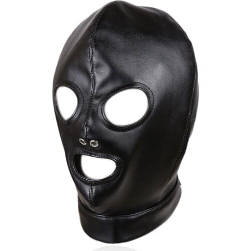 Fetish Mask Leather Muzzles UtimiSexual Leather Headgear Hollow Hood Slave Mask Full Head Harness Mask Adult Sex Toys For Couple
