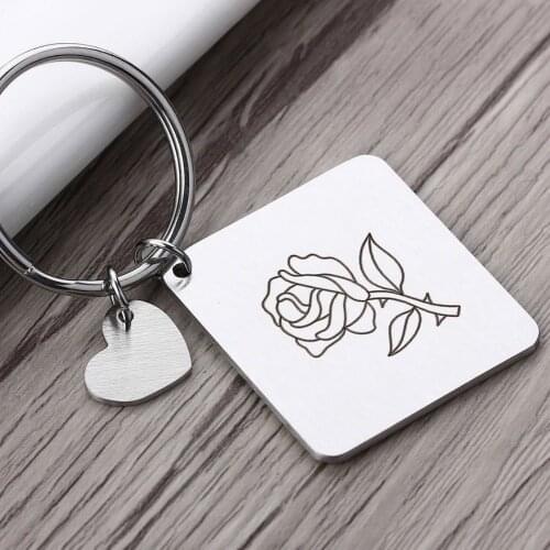 Personalized Calendar Keychain Hand Carved Calendar Keyring Customed Stainless Steel Keytag Birthday Wedding Anniversary Gift