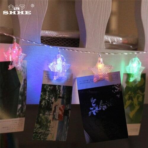 Battery Operated String Lights 1.2M 10 LED Star Photo Clip Fairy Lights for Bedroom Garden Christmas Party Holiday Decoration