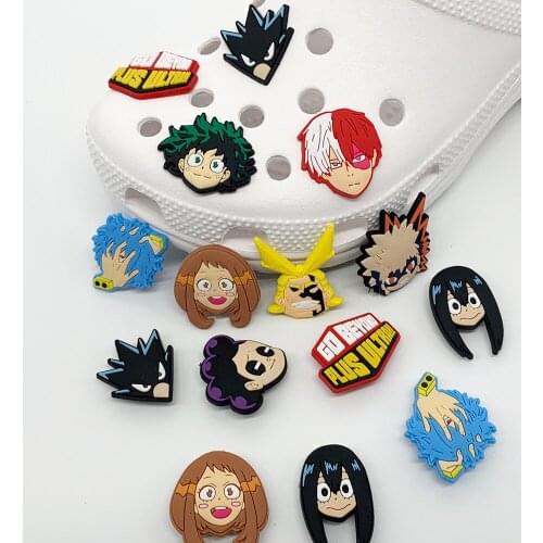 Hot 1pc Croc Jibz Garden Sandals Shoe Charms Buckles Cartoon Anime My Hero Decoration Shoe Accessories Kids Party Xmas Gifts