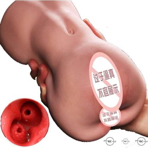 Pocket Pussy Real Vagina Sex Toys for Men Realistic Anal Sextoys Double Channels Male Masturbator Silicone Artificial Vaginal