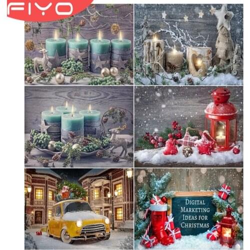 FIYO DIY 5D Diamond Painting Square/Round Candle Christmas Diamond Embroidery Cross Stitch Sale Picture Of For Festival Gifts