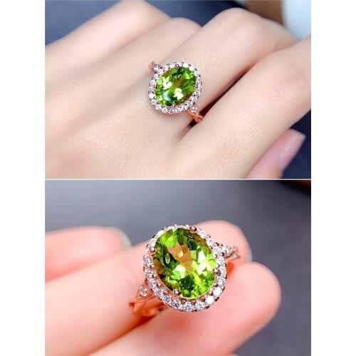Chic Olive Green Crystal Emerald Gemstones Diamodns Rings for Women 18k Rose Gold Color Fine Fashion Jewelry Bague Bijoux Gifts