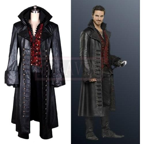 Once Upon a Time Killian Jones Captain Hook Cosplay Costume Pirate Hook Cosplay Halloween Uniform Outfit Custom Made Any Size