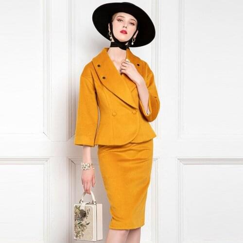High End Woolen Cloth Celebrity Small Fragrance Suit Temperament Autumn And Winter Female President Two Piece Suit