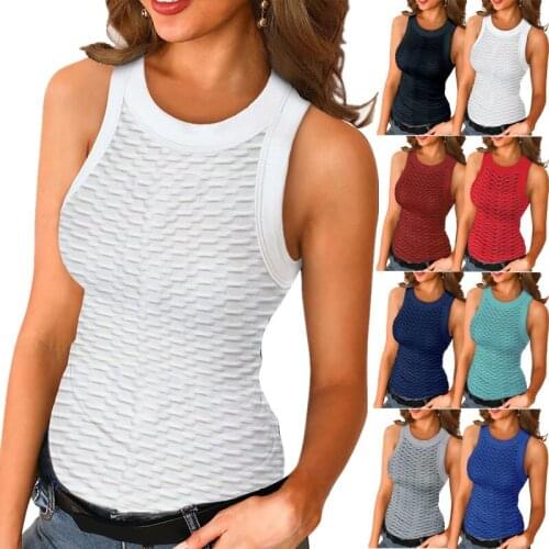 Summer Plus Size Tank Top Women T-shirt Camisole Solid Slim Skinny Waffle Check Tanks Camis Sexy T-shirts Oversized Tee Shirt