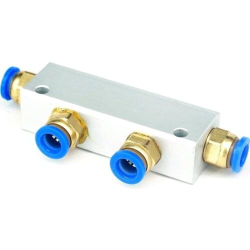 A Kit Push Fit 8mm 2 Way Pneumatic Air Manifold Block Splitter With Couplers