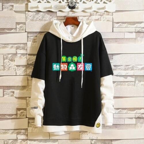 2020 New Animal Printed Fake Two Pieces Harajuku Hoodies Sweatshirts Women/Men Casual Hooded Hoodie Pullover Streetwear Costume
