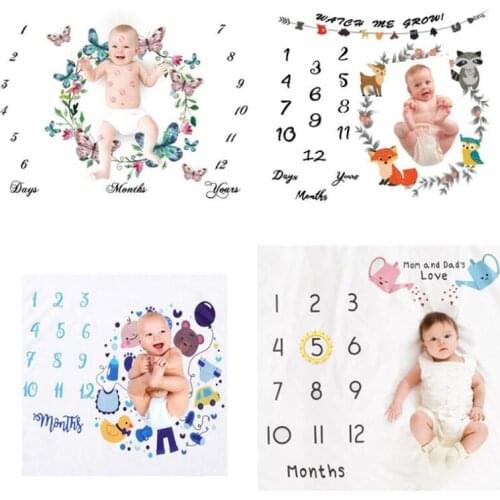 Newborn Baby Monthly Growth Milestone Blankets Infant Bebe Photography Props Background Cloth Kids Baby Commemorate Rug