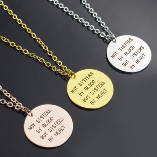 Engraved Friendship Necklace Lettering Not Sisters By Blood But Sisters By Heart Best Friend Sister Necklace Jewelry Gift