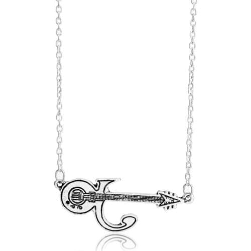 Music Necklace Guitar Shape Pendant Necklace Women Men Hip Hop Rock Jewelry Sweater Chain Colars