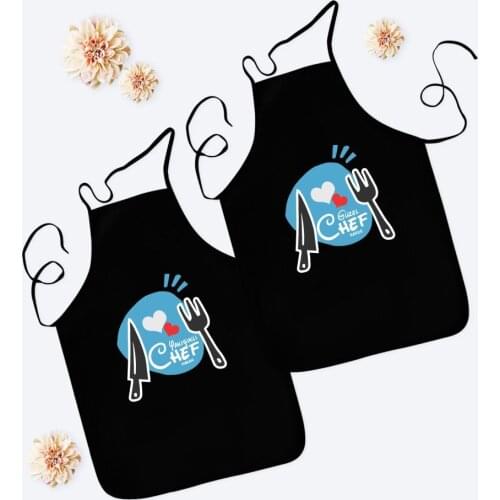 Personalized Dual Handsome and Beautiful Chef Black Kitchen Apron Seti-9 Quality Affordable Gift Dear Spouse Reliable Convenient