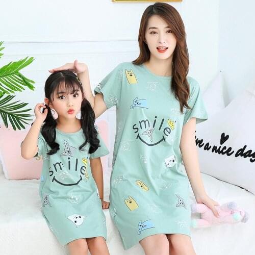 Mom Daughter Dress Girls Sleepwear Kids Pajamas Family Matching Mommy And Me Dresses Women Nightwear Mother Daughter Nightgowns