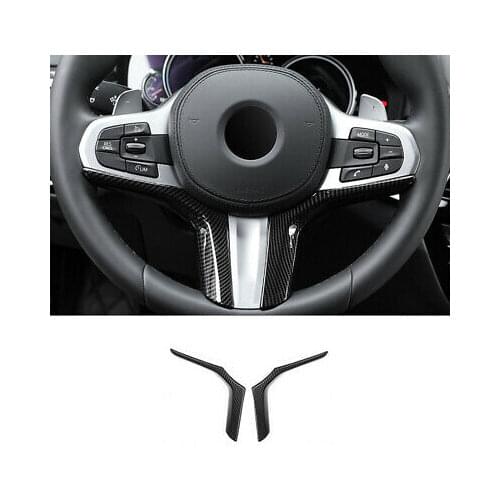 Carbon Fiber Look Inner Steering Wheel Cover Trim 2pcs For BMW X5 G05 2019-2020