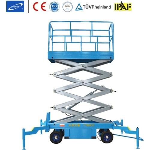 Qiyun CE ISO IPAF 11m AC 220v Hydraulic Mobile Scissor Lift with Heavy Load Capacity 300kg OEM ODM