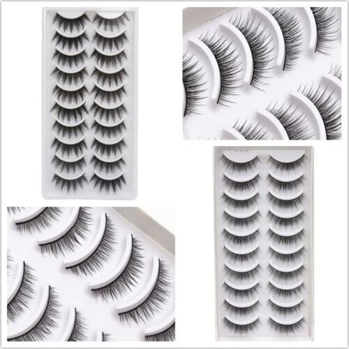 Wholesale 10 box 10 pairs natural fake lashes long makeup 3d lashes extension eyelash mink eyelashes for beauty tool