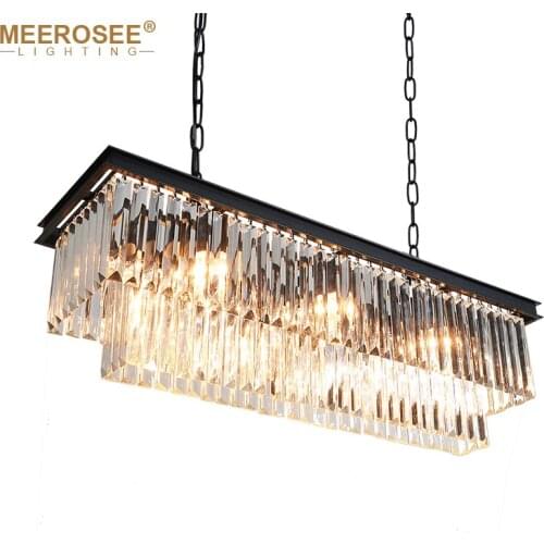 Modern Rectangle Pendant Lights Crystal Hanging Lustre de cristal Lamp Dining room foyer Pendant Lighting 100% Guarantee