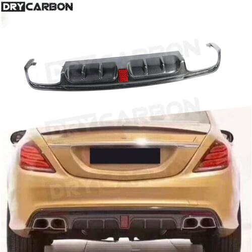 Dry Carbon Fiber Rear Bumper Lip Diffuser Spoiler With LED Light for Mercedes Benz S Class W222 S63 S65 AMG 2013-2017 B Style