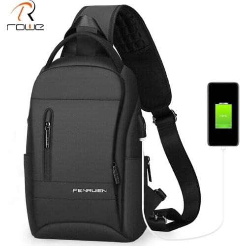 Rowe Multi-Function Anti-Theft Messenger Bag Mens Chest Bag USB Charging Waterproof Short Trip Crossbody Shoulder Bag