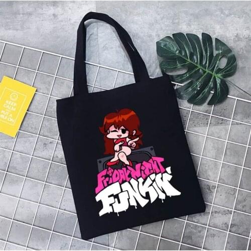 Women Canvas Shopping Bag Friday Night Funkin Female Kawaii Shoulder Bag Cloth Eco Handbag Tote Reusable Grocery Shopper Bags