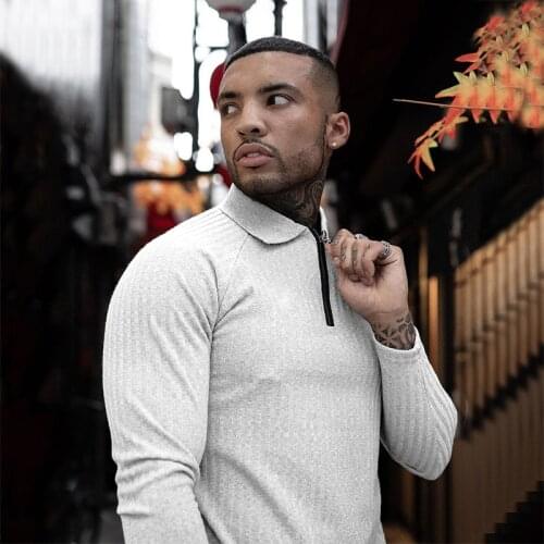 Autumn Fashion Sweaters Men Casual Sweaters Pull Homme Knitted Pullover Zipper Knitwear Polo-Collar Thin Slim Fit Clothing