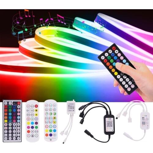 WIFI Bluetooth APP Remote LED Neon Strip Light Sign DC12V Smart Music RGB Dimming Waterpoof Silicone Tape Ribbon Lamp