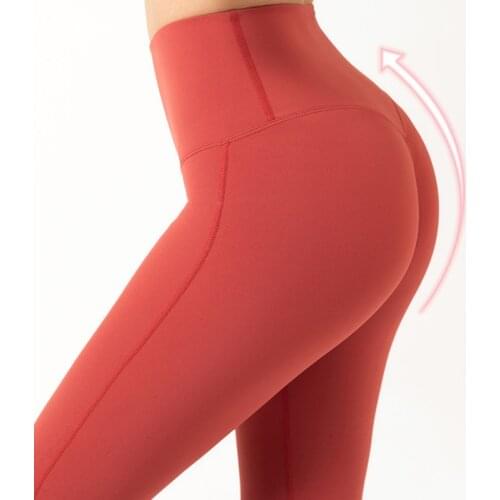 Women Yoga Pants High Waist Naked-feel Fabric Soft NO Front Seam Leggings Sport Running Fitness Elastic Squat Proof GYM Tights
