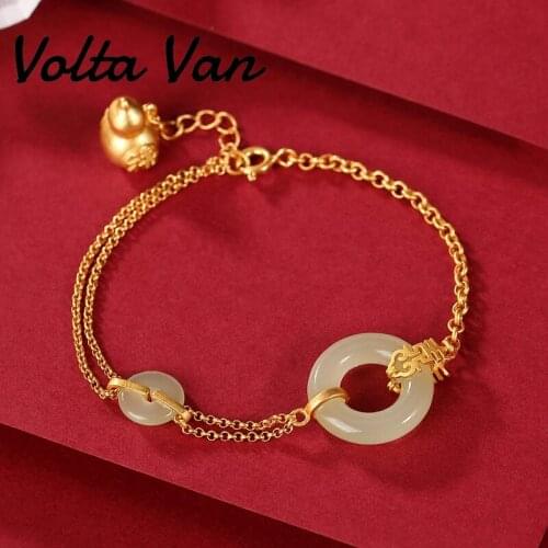 Volta Van Women Strand Bracelets 925 Sterling Silver Jade 2021 New Elegant Gourd Vintage Fine Jewelry Design Concise Bracelet