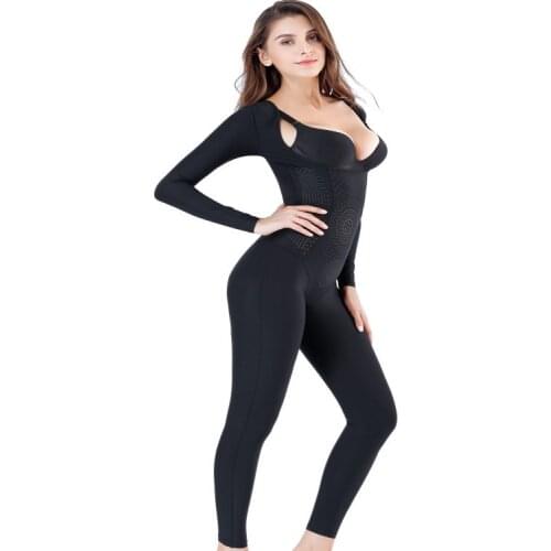 Long Sleeve Full Body Shapewear Long Panty Shaper body suits for women Black Nude jumpsuit Slimming mono mujer romper ropa mujer