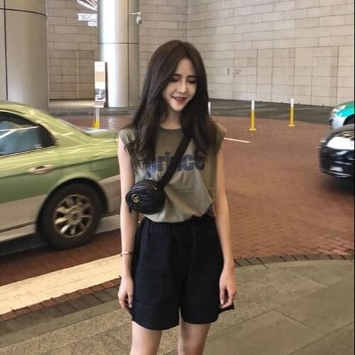 Two-piece Vest T-shirt Summer Sleeveless Ball Suit Female Student Loose Vest + Ins Casual Short Patns Suit