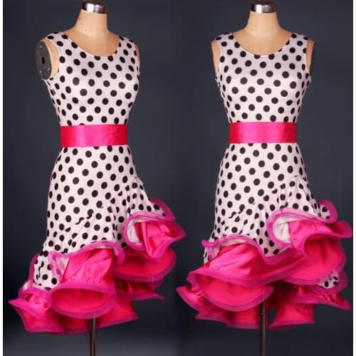 Women Polka Dot fish tail Latin Dance Dress Leopard Modern Dancing Dress Tango/Cha cha/Rumba Competition Dress